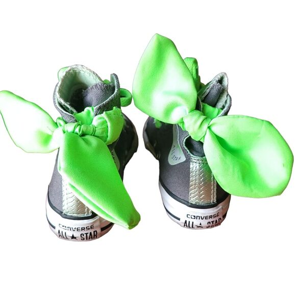 Converse All Star Hi Bow Back Snakeskin Neon Green Lace Up High Top Sneaker 11 - Picture 7 of 13
